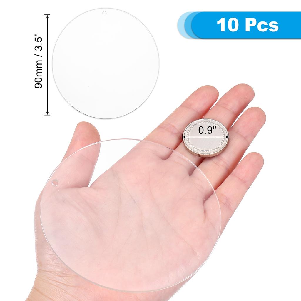 Acrylic Keychain Blanks Round Clear Acrylic Keychain 3mm Thick Circle Discs Blanks with Hole for Craft Tag Pendant Hanging Label