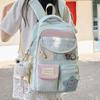 Plaid Backpack Junior High School Student Lightweight Schoolbag Color Block Large Capacity Backpack