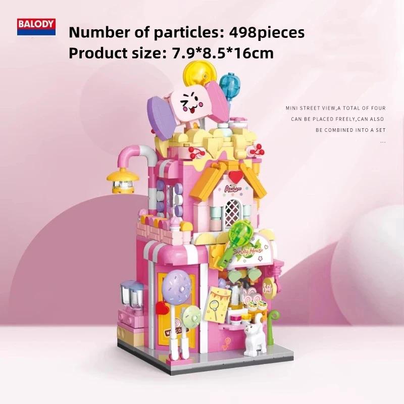 Candy House Building Blocks Bistro Colorful City Street Scene Diy Model Puzzle Bricks Assembling Kids Toys Girls Birthday Gifts