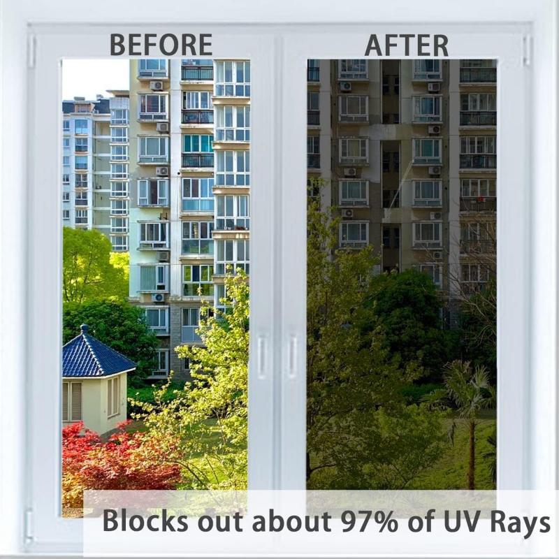 

Пленка для конфиденциальности окон Односторонняя конфиденциальность днем Статическое прилипание Блокировка солнца Защита от УФ-лучей Зеркальная светоотражающая тонировка для окон дома и офиса 60x200cm серебряный