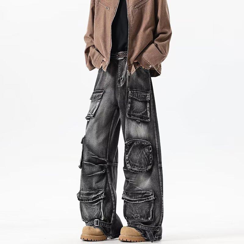 American High Street Vintage Workwear Wide-Leg Jeans Unisex Summer New Loose Straight-Leg Drapey Pants