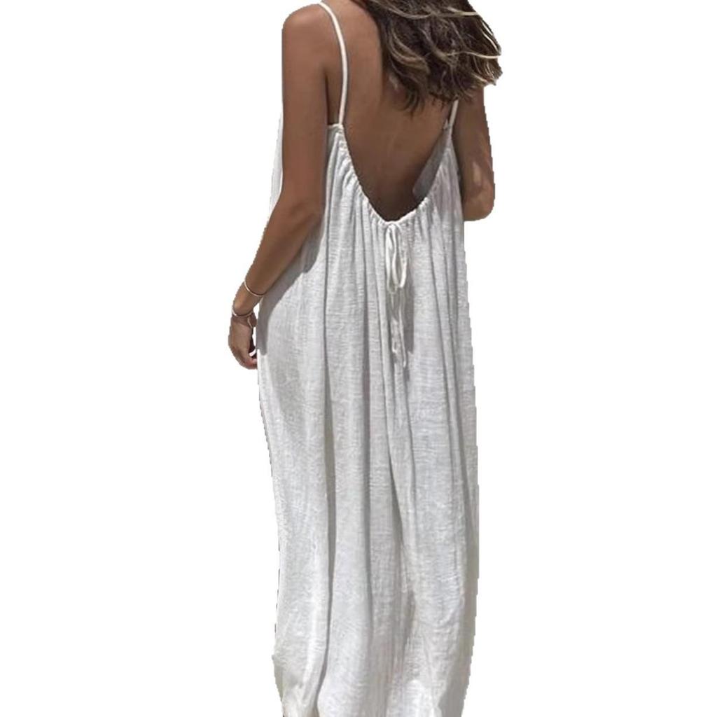 2026 Women's Backless Sling Overcoat Loose Home Dress