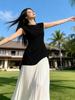 Korean Casual Sleeveless Color Block Mesh Maxi Dress - Women's Summer Slimming Style