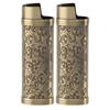 2PCS Lighter Case Cover Vintage Style Floral Stamped Zinc Alloy Shell for Lighter Protection Bronze
