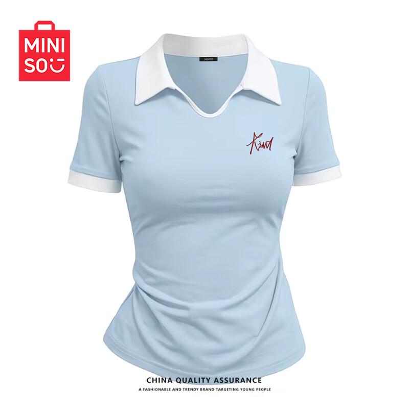 MINISO Women s Slim Fit Polo Collar T-Shirt M
