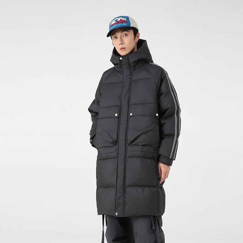 

Men s Hooded Down Jacket Winter New White Duck Down Couple Outfit Casual Thickened Midi Length Down Jacket Men s Wear M