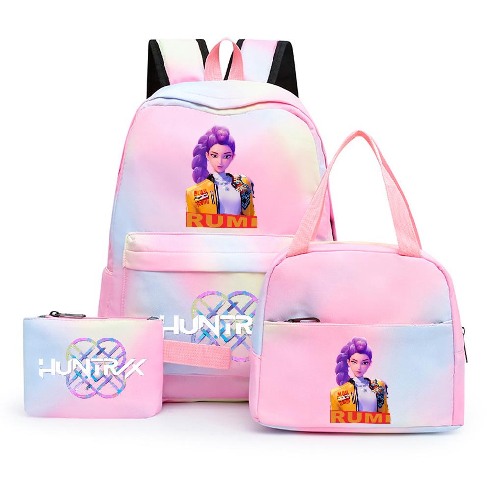 3Pcs/set Anime Demon Hunters Printed Backpack with Shoulder Bag Pengcil Case for Teenager Large Capacity Waterproof Bookbag Back To School Gift