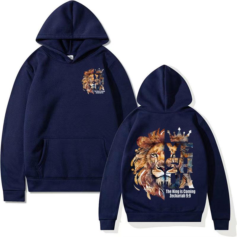 Lion Yeshua Crown Christian Apparel Hoodies Bible Verse Harajuku Aesthetic Sweatshirts Men Women Gothic Casual Hoodie Streetwear