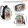 Cartoon One Piece 3pcs Lightweight Durable School Backpack with Crossbody Bag Pencil Case for Boys Girls Age 6-10 Primary School