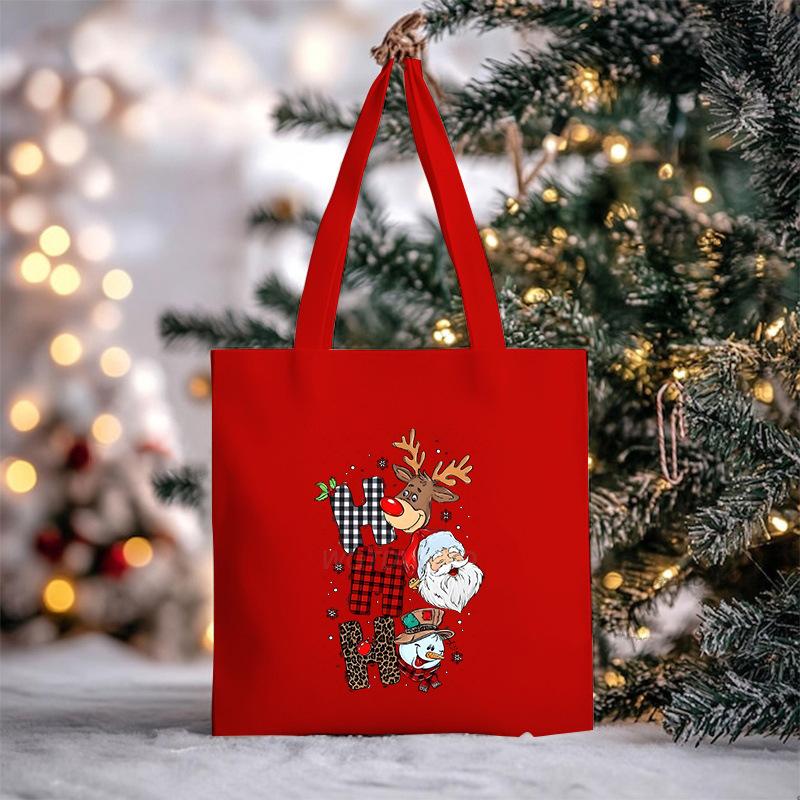 Christmas Christmas Printed Canvas Bag Large Capacity Casual Trend Student Shoulder Bag Tote Bag