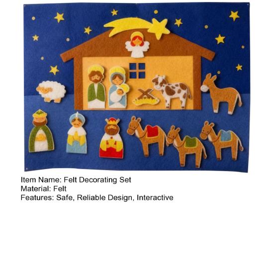 DIY Felt Nativity Scene Set Interactive Christmas Storyboard with Soft Figures Educational Religious Toy for Kids & Family Holiday Tradition