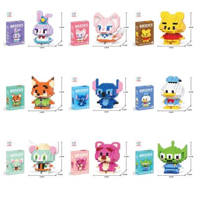 Disney Stitch LinaBell StellaLou Building Blocks Cartoon Character Assembled Model Building Block Dolls Toys Children Gifts