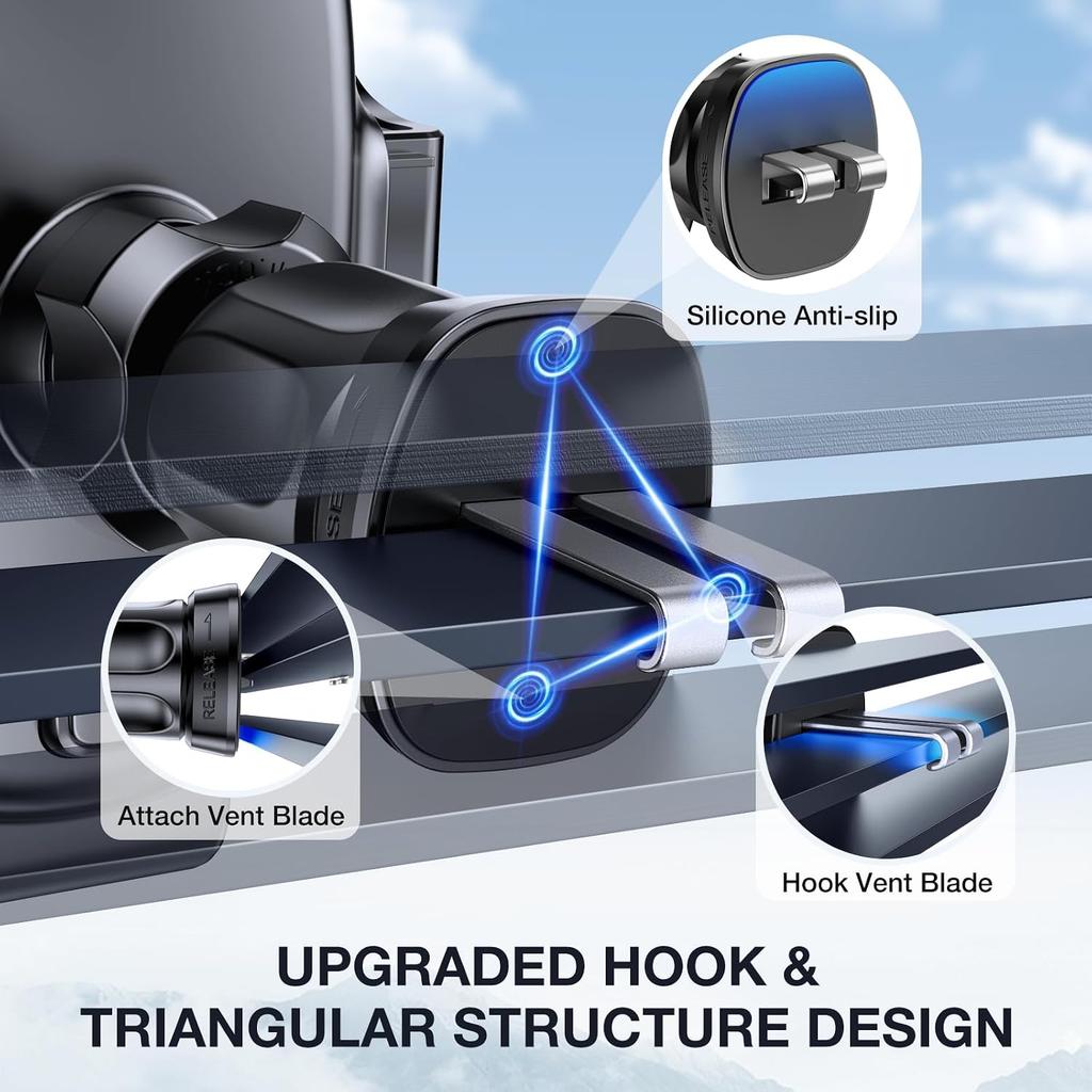 miracase Upgraded Wider Clamp Phone Holders for Your Car, Metal Hook Air Vent Car Mount [Thick Cases Friendly] Automobile Hands Free Compatible with