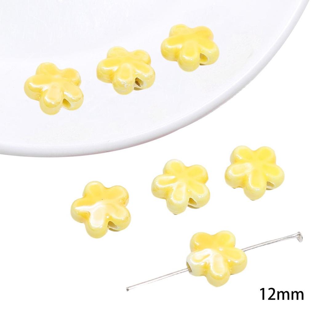Yellow Hand-Painted Ceramic Cartoon Beads for DIY Bracelets, Necklaces, and Phone Chains