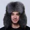 Luxury Men Hat Winter Warm Thick Bomber Fluffy Natural Fox Fur Trapper Ear Hats