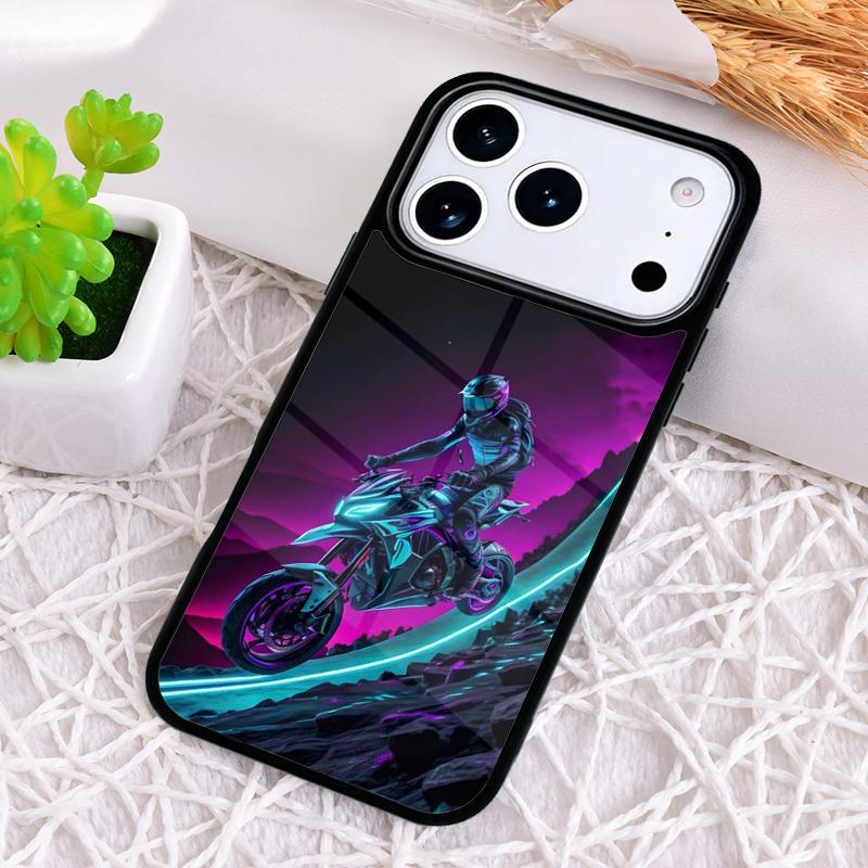 Motorcycle Man Shockproof Phone Case for iPhone 17 Air 16e 15 11 12 14 13 Pro Max Cover Coque