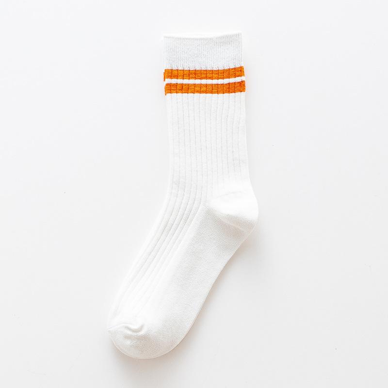 Calcetines de Algodón de Tubo de Rayas para Hombre para Primavera y Otoño Dos Barras para Tirar