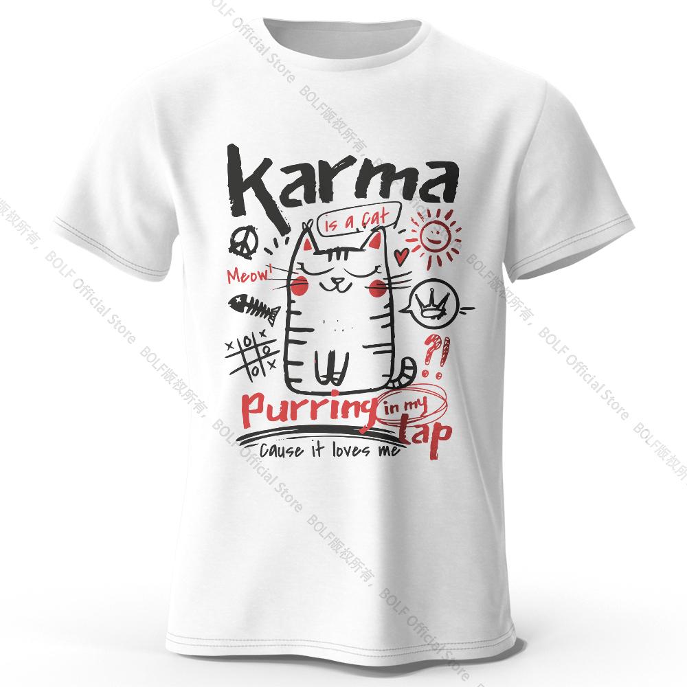 Unisex Japanese Cat T-Shirt 100% Organic Cotton Relaxed Fit Hand-painted Kitten Graphic Tee for Adults Kawaii Style