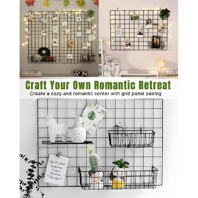 6 Pack Wire Basket, Hanging Wall Basket for Grid Wall Panels, Metal Hanging Baskets for Organizing, Black Wire Baskets for Wall Storage, Home Decor,