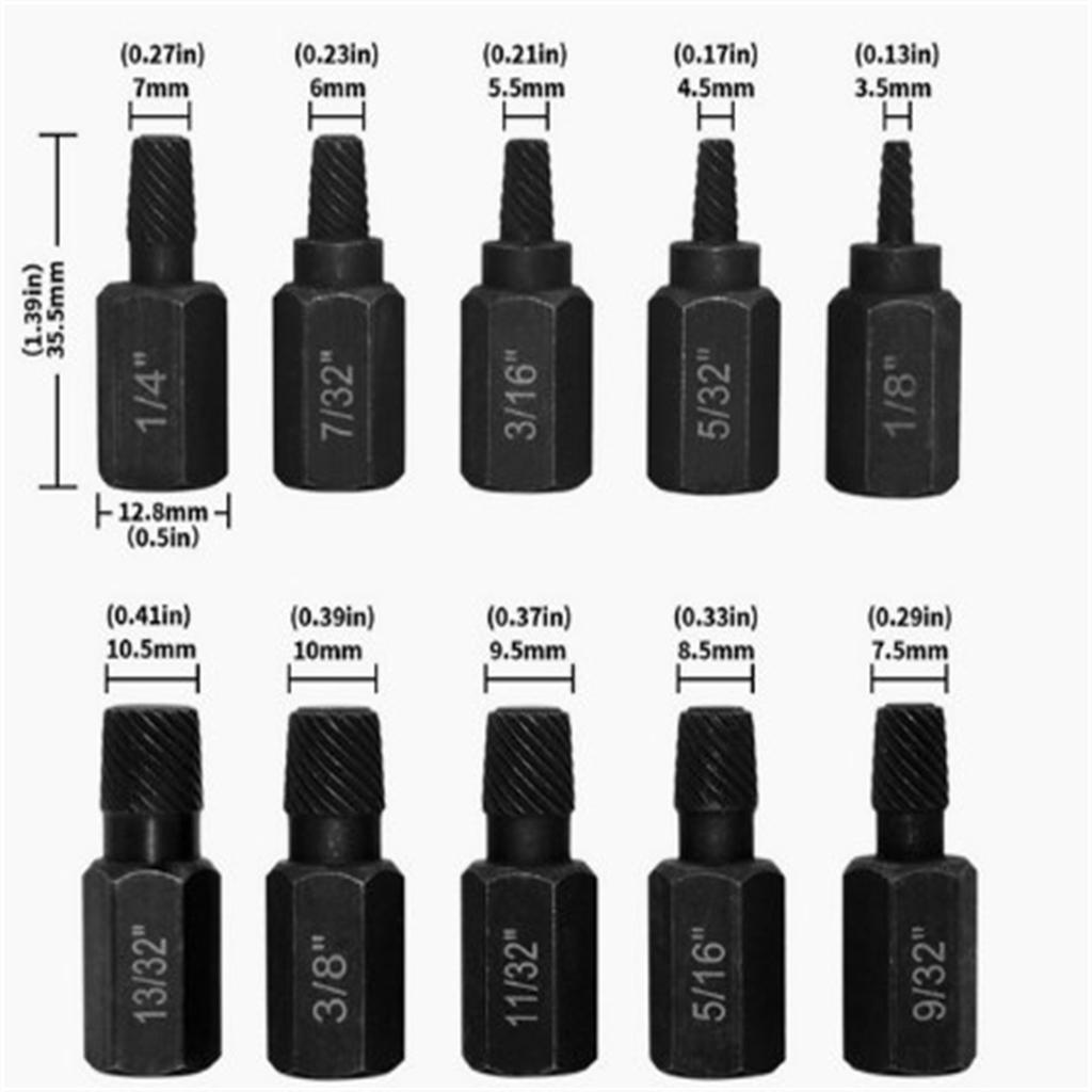 Damaged Screw Extractor Set 10pcs Stripped Kit For Broken Bolt Screw All-Purpose Metal Remover Set Gifts For Men