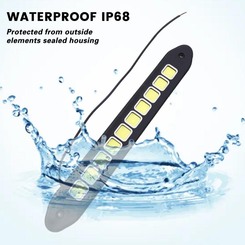 2Pcs Car COB Daytime Running Lights Universal Auto White Lamps Waterproof Fog Lamp Flexible DLR Auxiliary Headlight Accessories