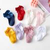 Lovely Baby Infant Girls Socks Kids Pure Color Pink Red Yellow Mesh Ruffle Socks Summer Cute Bow Knot Short Socks