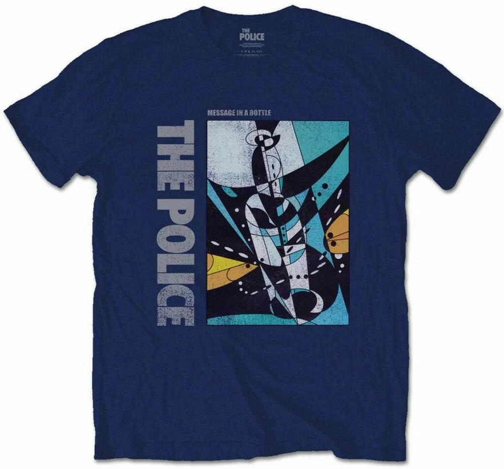 Official The Police Message In A Bottle Unisexs Blue T Shirt The Police Classic Tee S