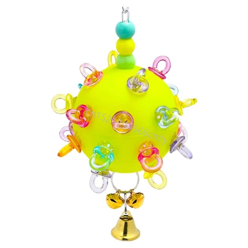 Safe Bird Chew Toy Hanging Teething Ball With Bells For Parrots Boredom Reduce 6XDE