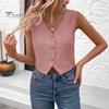 Versatile V-neck Vest Women's Sleeveless Top V Neck Button Down Crop Stylish Tank Summer Going Out Waistcoat Casual Business Shirt Retro-inspired for