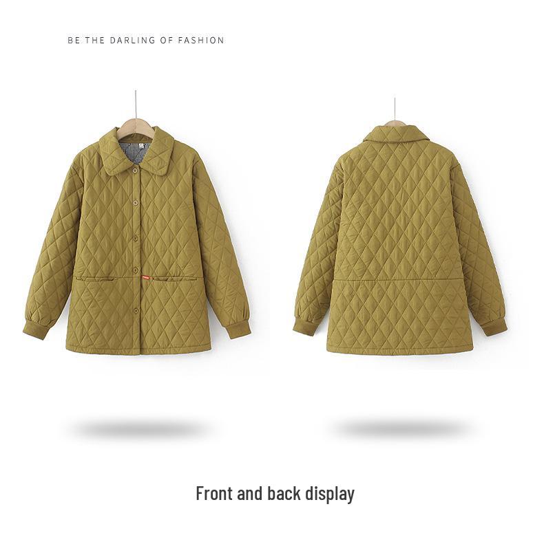 Plus Size Lightweight Cotton Padded Jacket for Autumn/Winter - Middle-Aged & Elderly Women's Outerwear