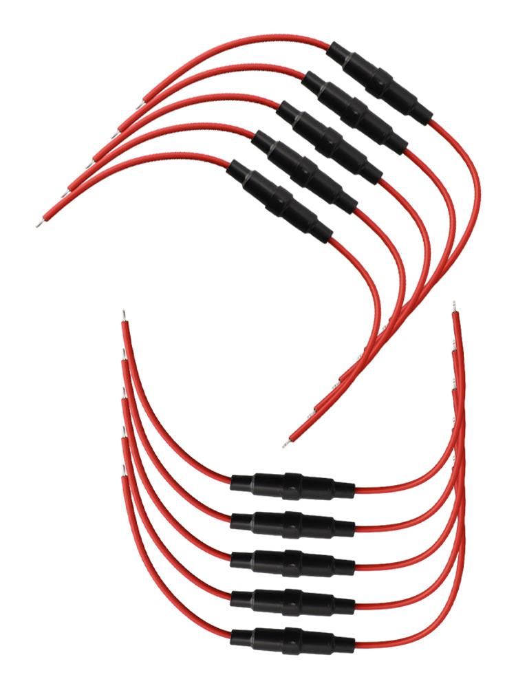 10pcs 5x20mm Inline Fuse Holder Fast-Blow Screw Type Fuse Holder With 22AWG Wire Cable 250V Glass Fuse Tube Fuse Casing