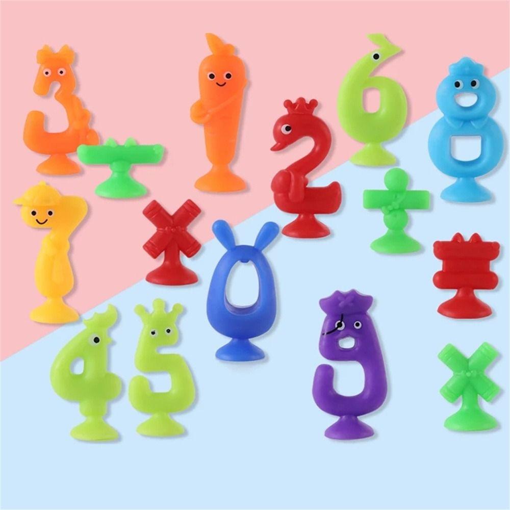 Multicoloured Sucker Toys Numbers Letters Suction Building Blocks Suction Cup Toys  For Toddlers