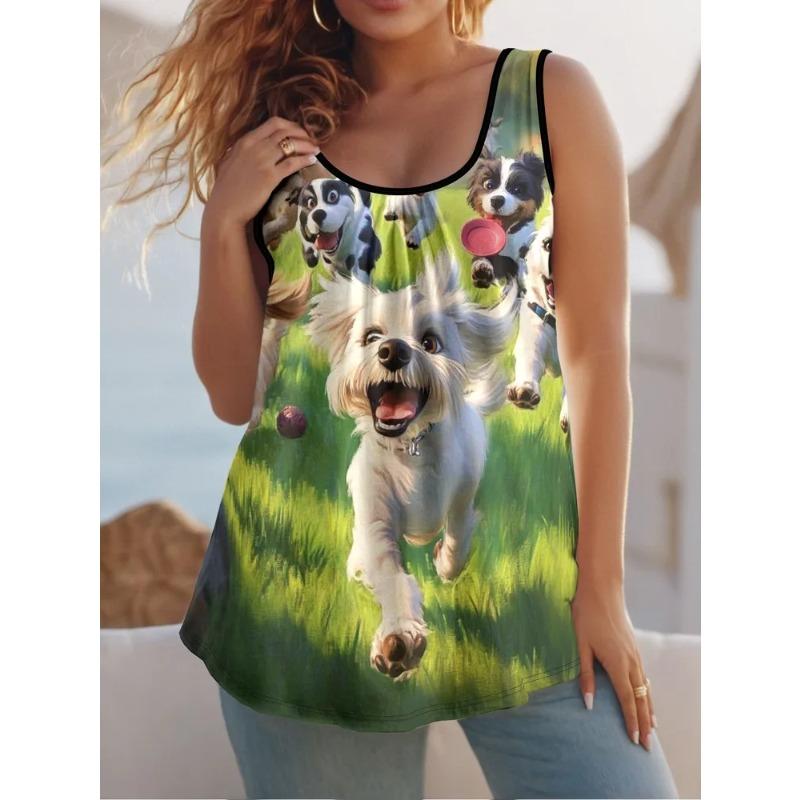 

Летний женский безрукавный красочный милый жилет с принтом, удобный, мягкий, свободный, модный, универсальный жилет 6XL