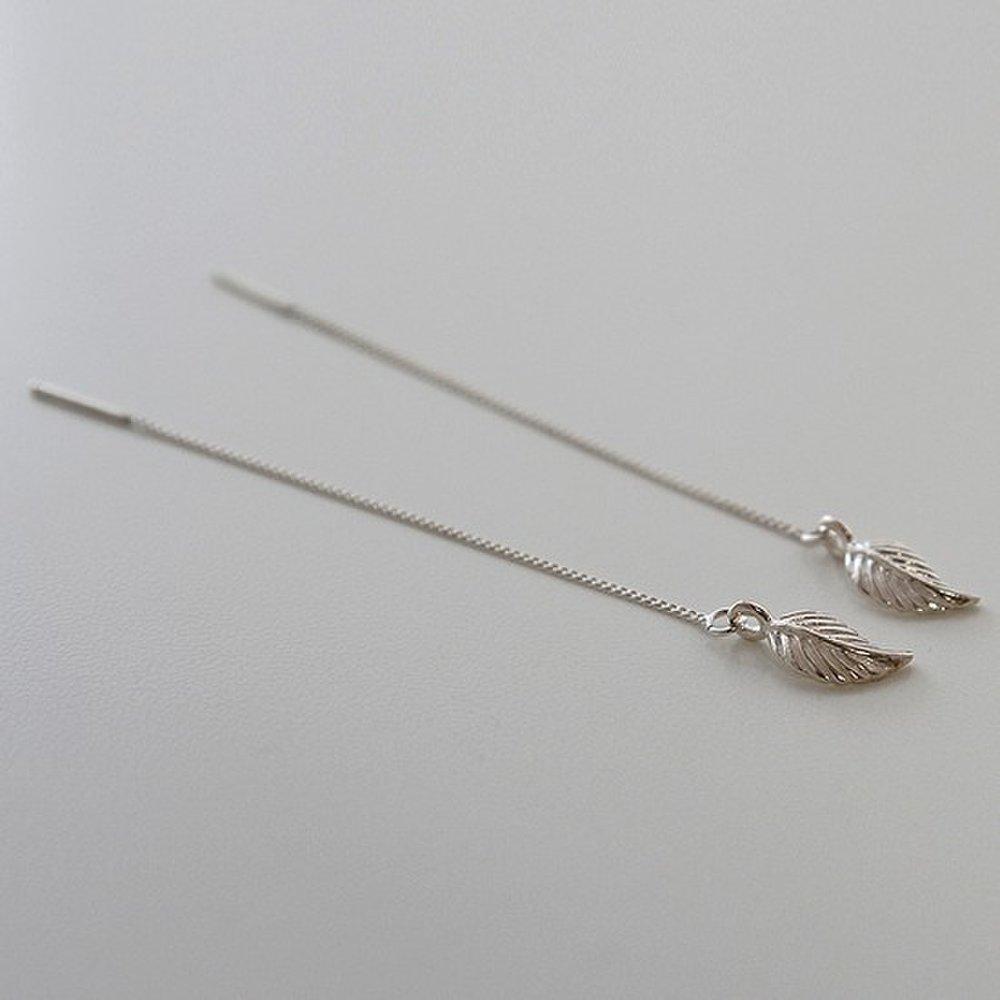 J.Lauren 01M03235 Leaf Long Chain Silver Earrings