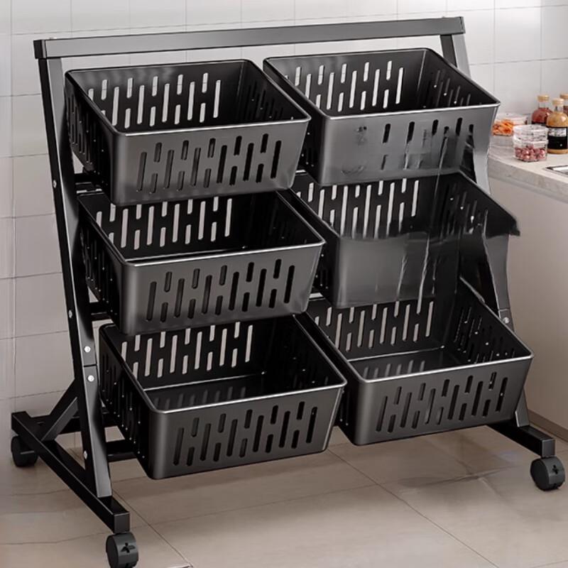 Yunshuang 3-Tier Kitchen Storage Cart with 6 Baskets