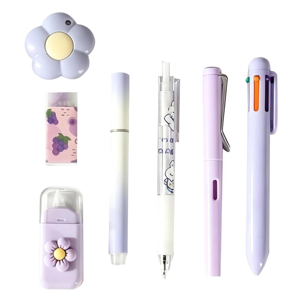 ADOFUN stationery set 7-piece learning mechanical pencil ballpoint pen gel highlighter eraser correction tape mini knife school supplies entrance gift