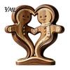Creative Animal Love Silhouette Wooden Ornament with Stable Base, Double Layer Carved Figurine, Solid Wood Holiday Table Decor Heart Shape Sculpture