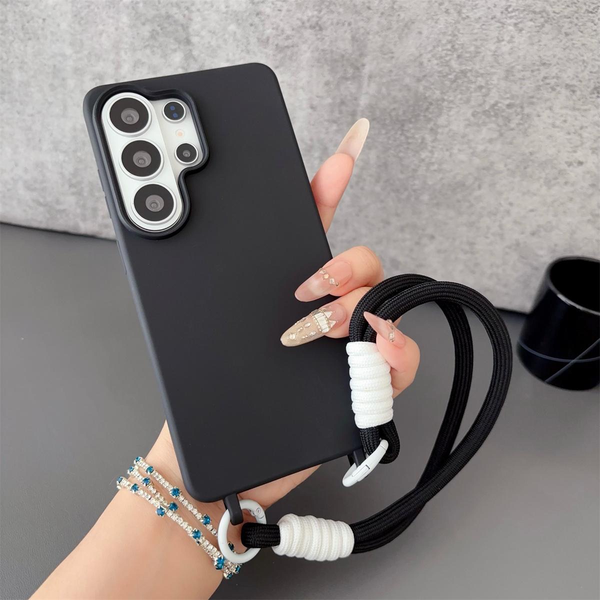 

Silicone Candy Color Phone Case for Samsung Galaxy S26 S25 Ultra S24 FE S23 S22 S21 Plus A56 A36 A26 A17 A07 Wrist Strap Cover Galaxy S25