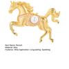Golden Horse Brooch Faux Pearl Horse Lapel Pin Chinese Zodiac Animal Brooch Pin with Rhinestones for Sweaters Hats Bags Coats