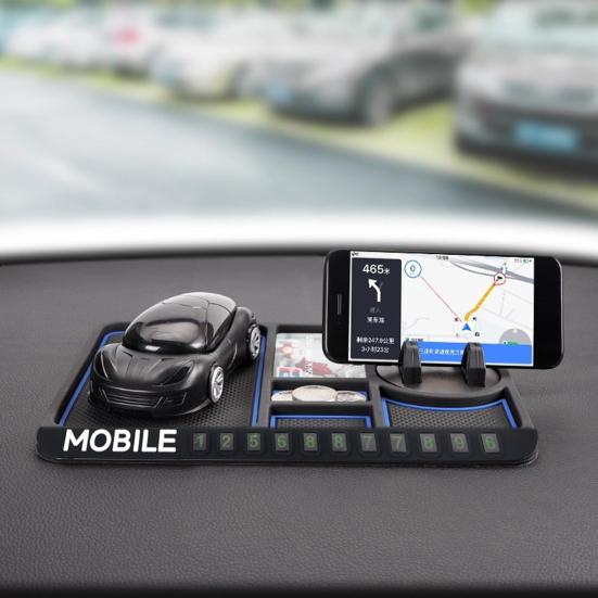 Car Dashboard Anti-slip Rotatable Phone Holder Mat with Parking Number PVC Universal SUV