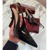 Fashion 2025 New Chain Stiletto Heels Women's New Pointed Head Light Mouth Red Wedding Sandals