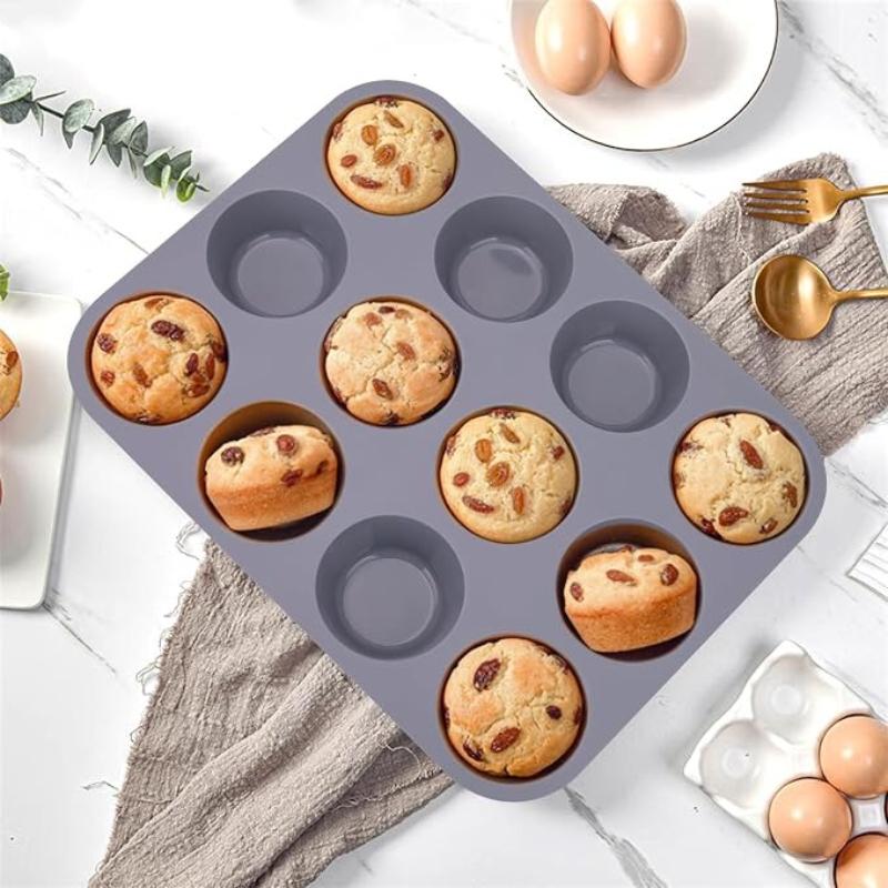 12/24 Holes Round Silicone Cake Mold Food Grade Non-Stick Mini Muffin Cupcake Tray Chocolate Pudding Fondant DIY Baking Bakeware