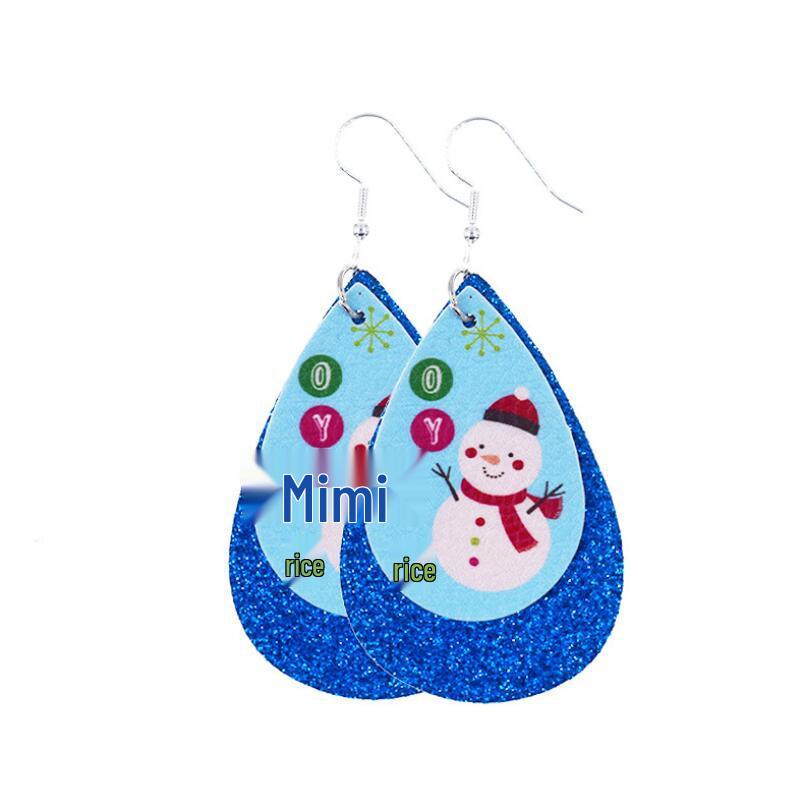 2020 New Double-Layer Leather Christmas Earrings