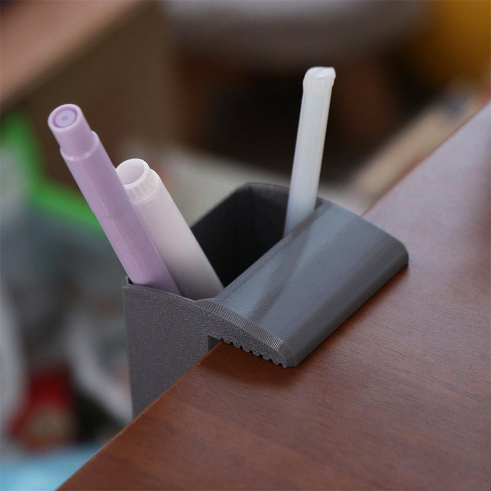10-35mm Wide Clamping Desk Edge Pen Holder Detachable Clamp Pen Cup with Clip Home Organization