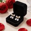 Elegant French S925 Silver Bow Cherry Dangle Earrings - Fashionable Micro-Paved Autumn/Winter Jewelry