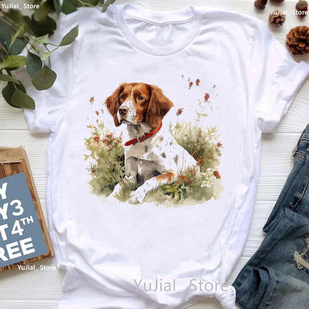 Golden Retriever Hunting Dogs Animal Print T Shirt For Girls Australian Shepherd Dog With Flower Tshirt Unisex Harajuku Shirt