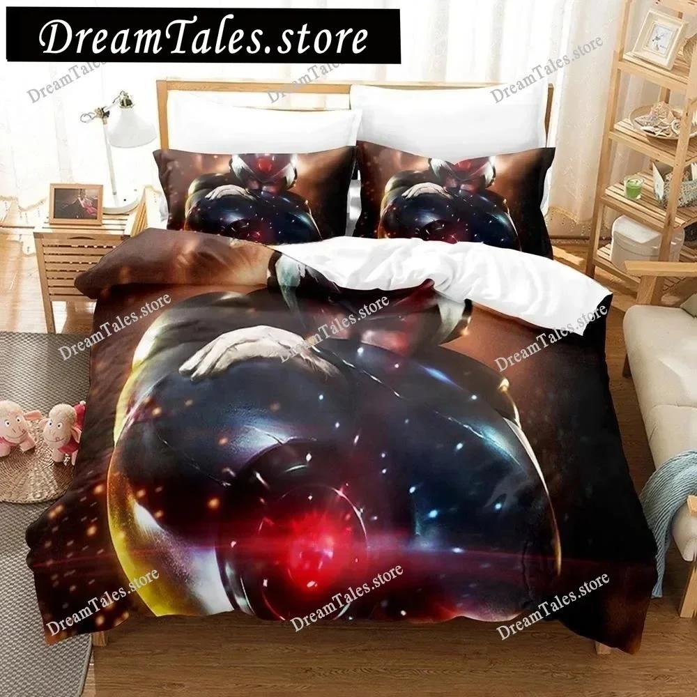 Mega Man X Dive Bedding Set,Rock Man Duvet Cover 3D Print Quilt Cover Pillowcase Single Double Size Boys Girls Birthday Gift741