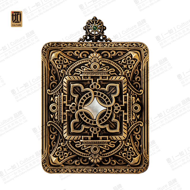 Authentic Xiangyun Golden Wheel Thangka Box Pendant - Fu Lu Wan Dai Cultural Amulet