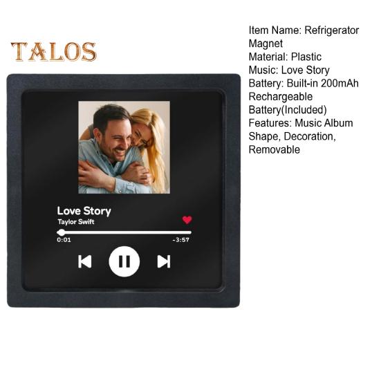 Music Album Refrigerator Magnet USB Rechargeable Love Story Music Player Home Office Kitchen Fridge Magnet Decoration