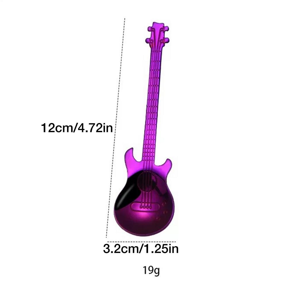 Colorful Guitar Tea Spoon Creative Mixing Spoons Stainless Steel Drinking Spoon Easy To Clean Cute Stirring Spoon For Ice Cream